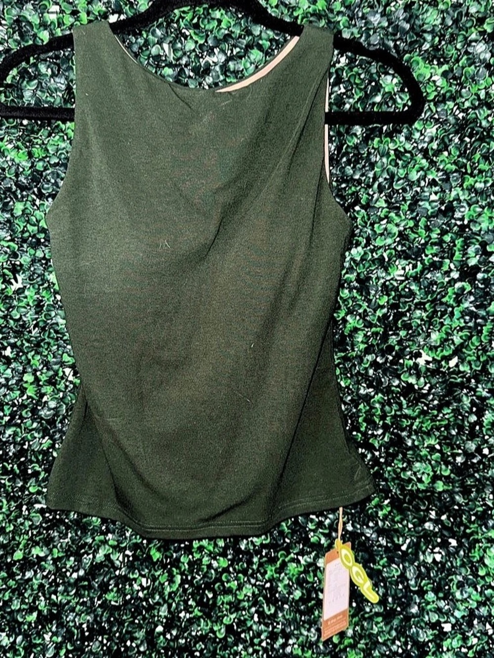 OGL Stretch Cotton Boatneck Brami Tank Green Small NWT